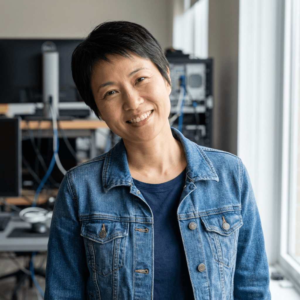Maya Chen reviewing a ReplyPilot AI dashboard